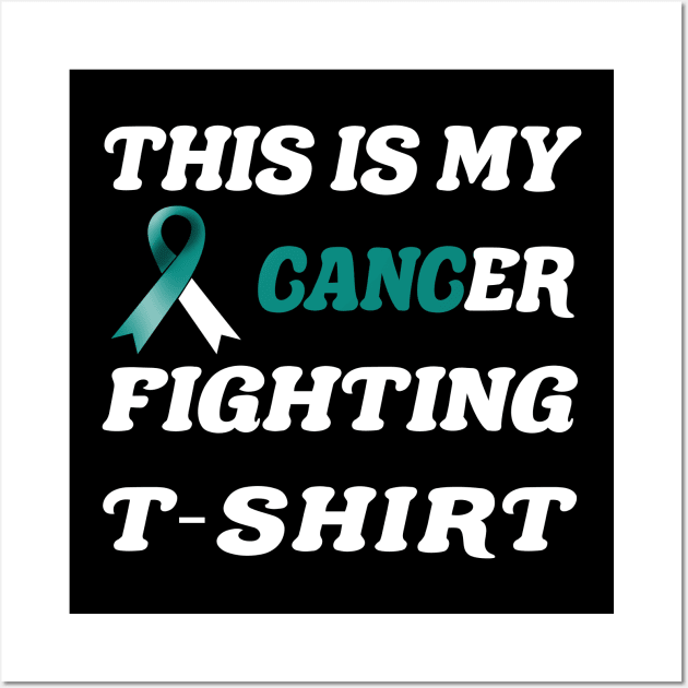 Cervical Cancer Teal/White Ribbon Fighting Wall Art by MarYouLi